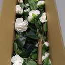 2-Pack 3FT White Artificial Camellia Bushes, UV Resistant Lifelike Faux Flowers with Ground Spike, Zero Care Fake Floral Stems for Indoor Outdoor Patio Porch Decoration