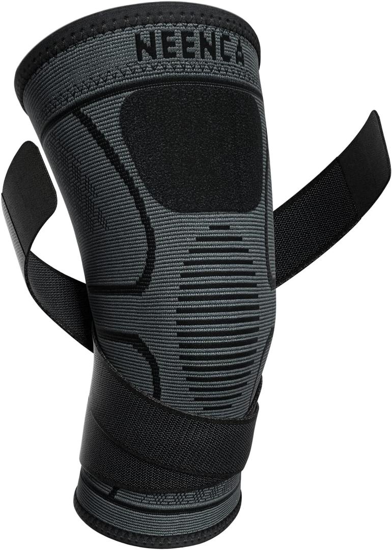 NEENCA Knee Braces for Knee Pain Men & Women - 2 Pack Knee Sleeves Set, Knee Compression Sleeves with Straps for Best Fit, Adjustable for Sports, Running, Meniscus Tear, ACL, Arthritis Relief, ACE-60