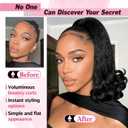 Drawstring Flick Ponytail Extension for Black Women, 14 Inch Yaki Straight Shoulder Length Ponytail with Natural Kinky Texture, Easy Wear Synthetic Hairpiece (1B Black)