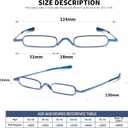 Pocket Reading Glasses with Pen Clip Case - Slim Mini Compact Readers Portable Spring Hinge Eyeglasses (Red, Purple, Blue, +1.75)