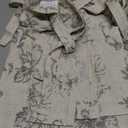 jinchan Floral Linen Tier Curtains 24 Inch Farmhouse Cafe Curtains Tie Top Botanic Drapes for Small Windows Over Sink for Kitchen Country Rustic Laundry Room Bathroom RV 2 Panels Grey on Beige