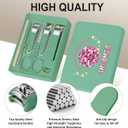 6-Piece Nail Clipper Set with Nail File, Tweezers and ingrown toenail Removal kit Travel Nail kit for Men and Women (Shimmer Green)