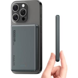 Kuulaa Magsafe Battery Pack 0.47'' 10000mAh Slim Magnetic Portable Charger Power Bank Support USB C PD 20W Fast Charging, Compatible with iPhone 16 Pro Max/15/14/13/12 Mini