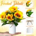 SiliFine 24 Sets Sunflowers Centerpieces for Tables Artificial Sunflower with Vase Rustic Yellow Fake Flower for Wedding Decor Spring Summer Picnic Centerpieces Home Kitchen Shelf Decor (White)