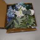 Garisey Artificial Flowers Combo Box Set Dusty Blue Flowers for DIY Wedding Bouquet Arrangements Bridal Shower Party Home Decorations(White Blue Rose)