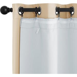 NICETOWN Blackout Curtain Liners for 95" Curtains - Black Out Curtain Liners for Drapes, Blackout Fabric Liners for Bedroom (Hooks Included) 2 Panels, 34W by 90L Per Panel Inches, Greyish White