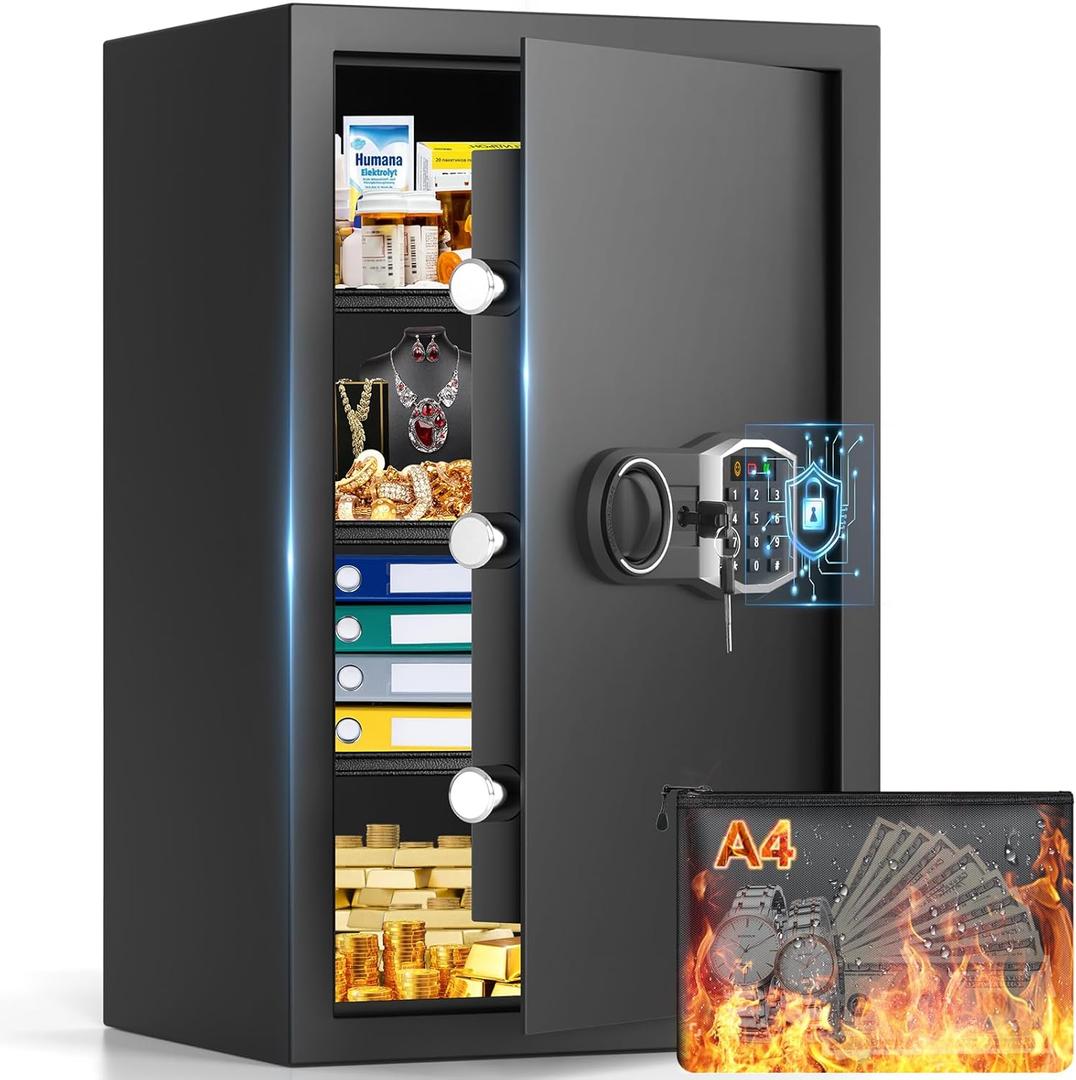 5.5 Cuft Large Safe for Home, Digital Safe Box with Combination Lock, Alarm System and Removable Shelf, Anti-Theft Safes for Business Document
