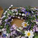 22 Inches Summer Wreaths for Front Door Blue Summer Door Wreath Spring Floral Wreath with Wildflower Lanvender for Wall Porch Indoors Outdoor Window Home Decorations
