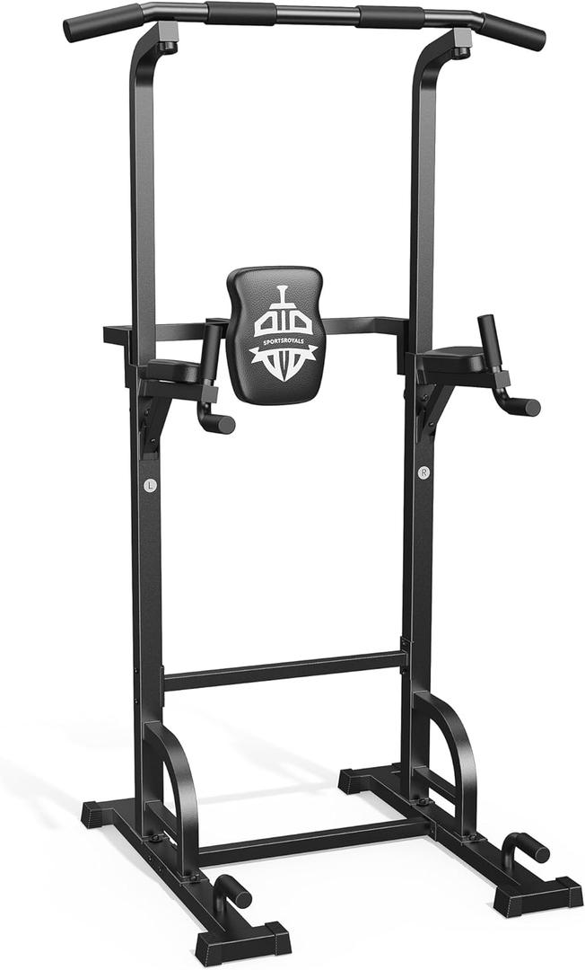 Sportsroyals Pull Up Bar Dip Station Power Tower Assistive Trainer Multi-Function Home Gym Strength Training Fitness Equipment 450LBS (Black-01)