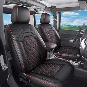 Huidasource Tacoma Leather Seat Covers Full Set Fit for 3rd Gen Toyota Tacoma 2016-2023 Double & Crew Cab SR SR5 Limited TRD Sport/Pro/Off Road, Truck Car Seat Cushion Cover Protector, Black&Red