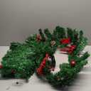 MorTime 9 FT LED Christmas Garland with Pinecones Red Berries Bows Christmas Balls Candies, Multi-Function Christmas Garland with 50 Warm White LED Lights, 180 Branch Tips