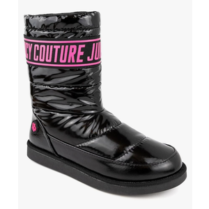 JUICY COUTURE Women's Quilted Slip-On Winter Boots – Waterproof, Warm Mid-Calf Snow Booties with Logo Strap-Kissie, Size 8