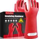 Insulating Gloves For High Voltage Electrical Work 1.8mm-Thickness Protective Gloves Cut & Stab Resistant 12kVAC/22kVDC Max Red Rubber Insulating Handwear For Lineworker Electricians
