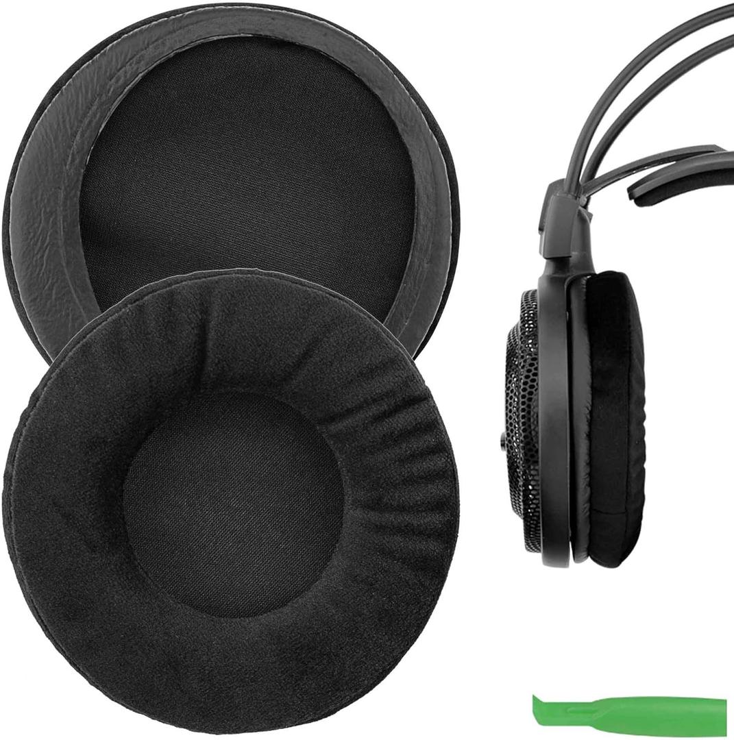 Geekria Comfort Velour Replacement Ear Pads for ATH-AD1000x/ AD2000x/ AD900x/ AD700x/ AD500x, A 500/ 500x/ 700/ 900x/ 950lp Headphones Ear Cushions, Repair Parts with Video Guide (Black)