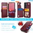 RingPi Designed for Samsung Galaxy S26 Case Wallet with Card Holder,[Full Front & Back Protection][Magnetic Clasp Cover][RFID Blocking Leather] Shockproof, Unisex Case for Samsung S26, Wine Red