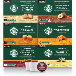 Starbucks K-Cup Coffee Pods—Flavored Coffee—Variety Pack for Keurig Brewers—Naturally Flavored—100% Arabica—6 boxes (60 pods total), Best By September 04, 2025 