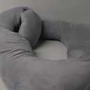 Pharmedoc Pregnancy Pillows, U-Shape Full Body Pillow -Removable Cover Jumbo Size - Gray - Pregnancy Pillows for Sleeping - Body Pillows for Adults, Maternity Pillow and Pregnancy Must Haves