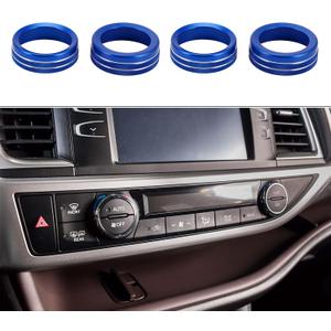 4 Pcs AC Air Conditioner Heater 4WD Control Switch Knob Cover Ring Compatible for Toyota Tacoma 2016-2023, Sturdy Aluminum Alloy Blue