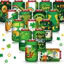 Umigy 32 Pcs St. Patrick's Day Beer Can Coolers Sleeves Irish Shamrock Beer Can Coolers Soft Insulated Bulk for Soda Cover Collapsible for Favors Parties Beer Water Bottles