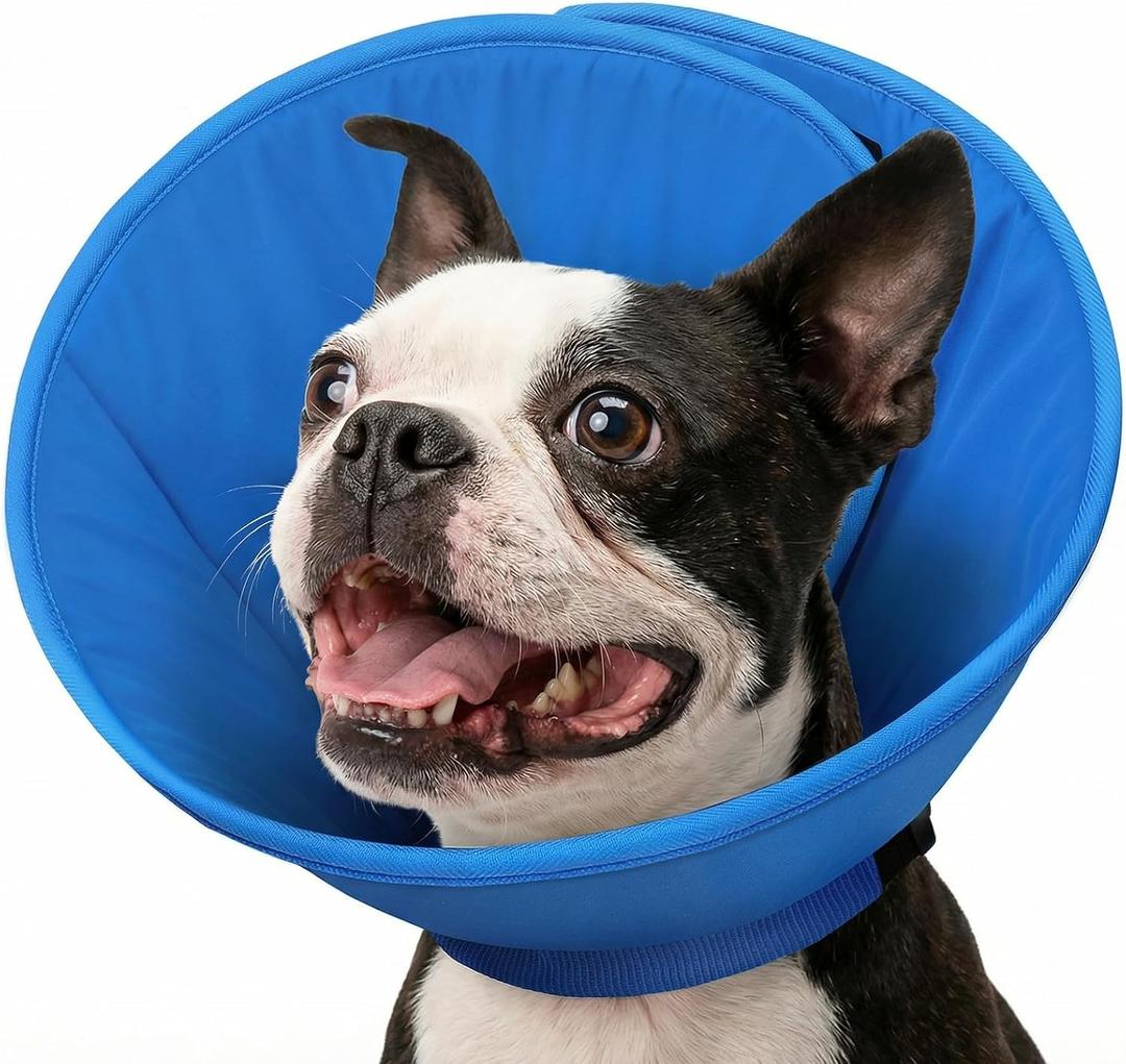 Soft Dog Cone for Medium Dogs, Adjustale Cone for Dogs to Stop Licking, Comfy Dog Recovery E-Collar Alternative for Wound Healing After Surgery, Blue M