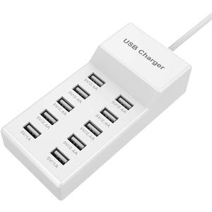 10-Port USB Wall Charger Station with Rapid Charging Auto Detect Technology, Family-Sized USB Ports for Multiple Devices Smart Phone Tablet Laptop Computer