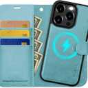 OCASE for iPhone 15 Pro Detachable Wallet Case with Card Holder, [2 in 1] PU Leather Flip Folio Case with RFID Blocking Magnetic Stand Removable Shockproof Phone Cover 6.1 Inch, Mint Green
