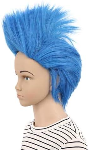 karlery Kids Girls Short Straight Blue Wig Halloween Costume Wig Anime Cosplay Party Wig