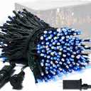 JMEXSUSS 250LED Christmas String Lights 91.5ft Extendable Green Wire Christmas Lights Outdoor Waterproof, 8 Modes LED String Lights Indoor for Tree Wedding Party Garden Patio Decoration, Blue & White