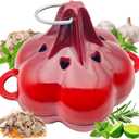 Enameled Cast Iron Smoker Roaster & Garlic Roaster Baker, Multi-Functional Box for Gas/Pellet/Charcoal Grills, Oven & Wood Stove, Enameled Dutch Oven Style Cookware, Enamelled Cooking Pot