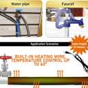 38.5" x 6" Water Pipe Heat Blanket Faucet Heating Blanket Winter Heating Tape for Metal and Plastic Pipes, 120V, Thermostat Max Temp 140F, OD Max: 1-1/4" (1)