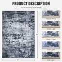 5x7 Area Rug Living Room Rug: Washable Modern Abstract Soft Thin Rug Indoor Floor No Slip Stain Resistant Carpet for Bedroom Dining Room Farmhouse Nursery Home Office - Black
