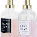 Dish and Hand Soap Dispenser for Kitchen,Glass Soap Dispenser with Pump,Tray,Funnel, Set of 2 Countertop Soap and Lotion Dispenser for Bathroom,Shower,500ml/16.9oz,