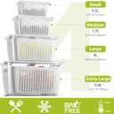 LUXEAR 4 Pack Fruit Vegetable Containers for Fridge, Produce Saver Container with Lids &Removable Colander BPA-free Refrigerator Storage Organizer for Fruit Vegetable, Berry, Meat keep Fresh Longer