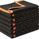 Amazon Basics Reinforced Tear-Resistant Moving Blankets, 72" x 80", Black, 6-Pack