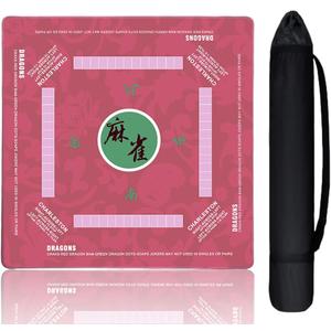 Aucuda Mahjong Mat Noise Reducing with Rules, 33.5x33.45 Inch Non-Slip American Mah Jongg Table Set Cover with Travel Bags, Thanksgiving Poker Card Games Board Waterproof, 2025 Version (Pink).