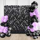 9FTx4FT Black Shimmer Wall Backdrop Halloween Photo Backdrop Shiny Square Panel Backdrop for Party Birthday Graduation Anniversary Disco Decor