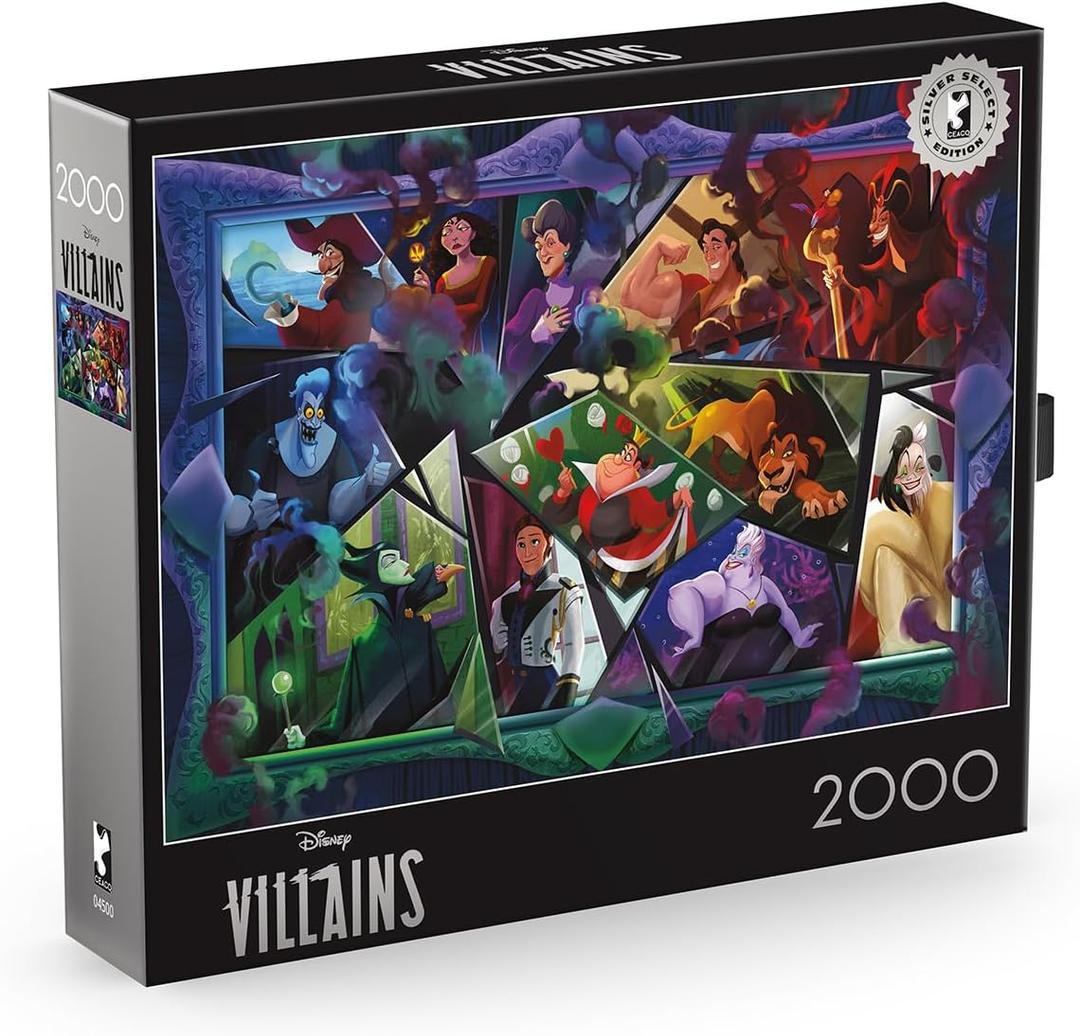 Ceaco 2000 Piece Disney Silver Select Villains Jigsaw Puzzle Relaxing and Fun Activity for Adults, Pieces