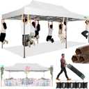COBIZI 10x20 Pop Up Canopy Heavy Duty Without Sidewalls, Commercial Heavy Duty Pop Up Tent for Parties All Weather Waterproof and UV 50+ Wedding Tent with Roller Bag(Legs Upgraded),White