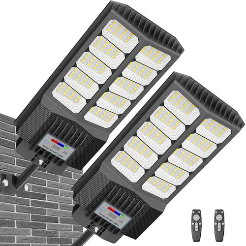 IOBZSM Solar Street Lights Outdoor Waterproof 6500W Solar Flood Lights Dusk to Down with Motion Sensor for Parking Lot, Outdoor Street Light Solar Powered 7000K for Yard Patio and Walkway