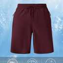MAGCOMSEN Men's Swim Trunks with Compression Liner 9" Quick Dry Beach Shorts with Zipper Pockets (32, Wine Red)