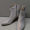 Cowgirl Ankle Boots Cowboy Boots for Women Western Booties Rhinestone Chunky Heel Fashion Comfortable Side Zipper (8.5)