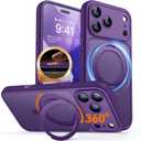 CANSHN 360 Spin Magnetic Stand for iPhone 17 Pro Max Case with Camera Control [Full Camera Protection] [Compatible with Magsafe] Translucent Matte Shockproof Protective Phone Cover 6.9" -Deep Purple