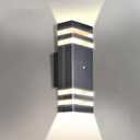 Outdoor Lights for Porch, Modern Exterior Lighting Fixtures for House, Dusk to Dawn Garage Light, Wall Sconce with 5w LED Bulbs, IP65 Aluminums Waterproof Square Up and Down Patio Lights