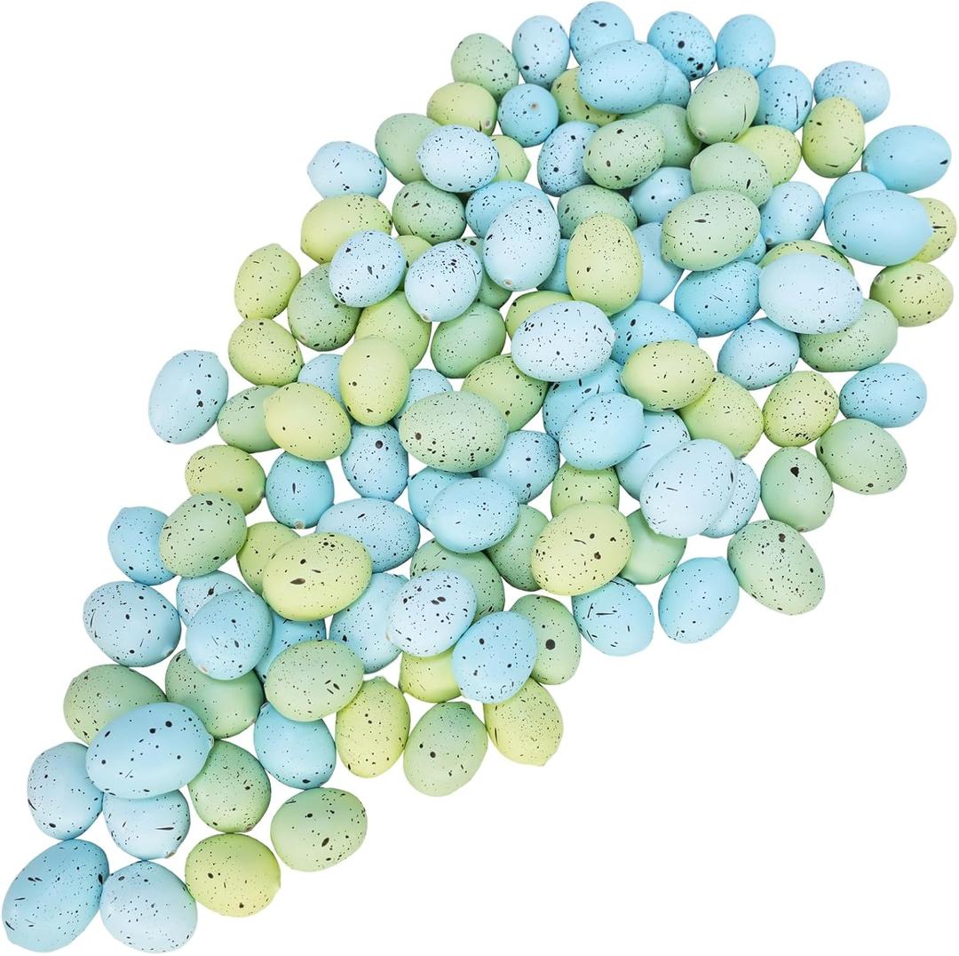Winlyn 120 Pcs Artificial Speckled Green Blue Foam Easter Eggs Decorative Eggs 1-1.2" for Easter Party Neutral Spring Home Bowl Fillers Wreath Decor DIY Craft Projects