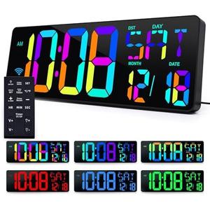 KMMKGG 5.6'' Number 11 RGB Color Digital Display 17.2" Large Digital Wall Clock with Bluetooth Time Sync | Auto-Brightness, Remote Control Alarm Clock for Home | Wall Decor Gift (DST Auto-Adjust)