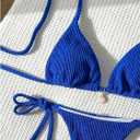 SHENHE Women's Sexy Brazilian Thong Bikini Set Halter Triangle Side Tie String 2 Piece Swimsuits (Blue, Small)