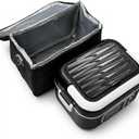 BSEED Cordless Electric Lunch Box for Adults, 27000mAh & 6.3 Cups Rechargeable Self Heating Lunch Box-Automatic Heating & Keep Warm, Portable Food Warmer with Insulated Bag for Driver/Worker/Traveller, Black