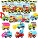 Valentines Day Gifts for Kids, 32 Pack Trucks Valentines Day Cards for Kids with Construction Vehicles Toys, Pull Back Cars Sets Valentines Day Exchange Cards for Boys Classroom School Party Favors