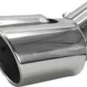 Dual Exhaust Tips, Stainless Steel Double Outlet Car Muffler Tail Tip Exhaust Curved Type Tailpipe Tip 63mm/2.5" Inlet Bolt-on Exhaust Tip Bevel Port (Curved,Silver)