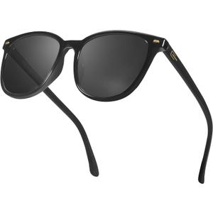 IGnaef Trendy Polarized Sunglasses for Women, Square Mirrored UV Protection Anti Glare Sun Glasses for Outdoor IF1851 (C03 Black)
